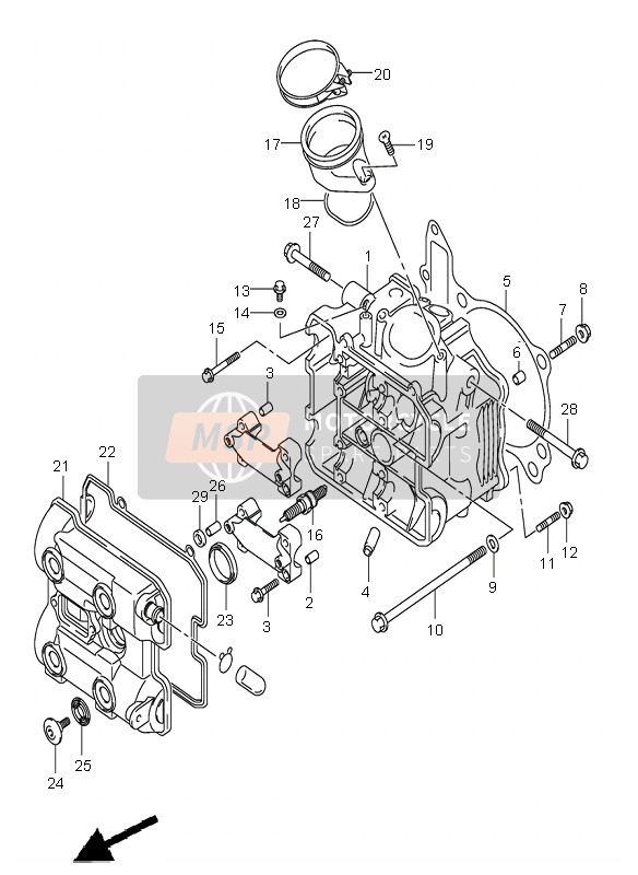 Suzuki DL1000 V-STROM 2004 Front Cylinder Head for a 2004 Suzuki DL1000 V-STROM