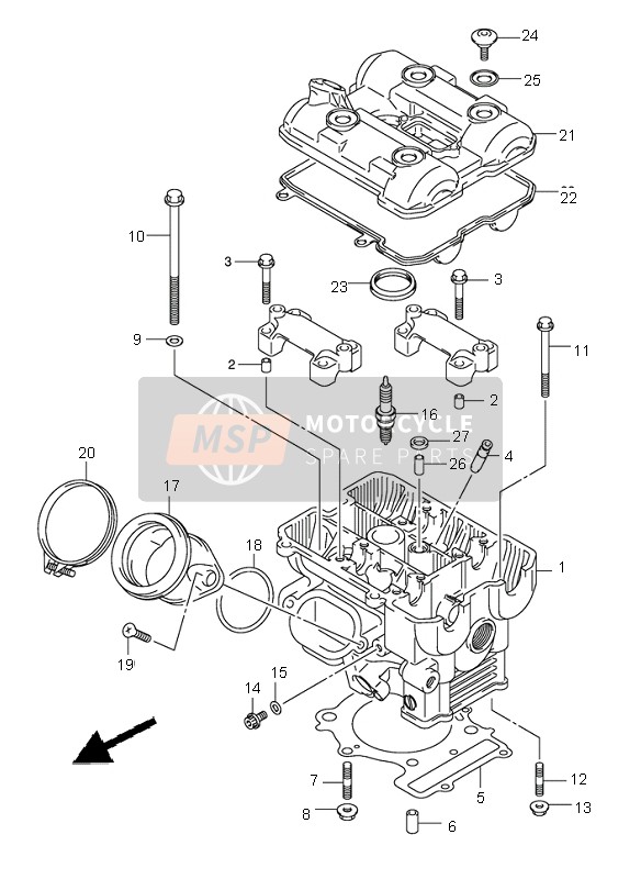 Suzuki DL1000 V-STROM 2004 ZYLINDERKOPF HINTEN für ein 2004 Suzuki DL1000 V-STROM