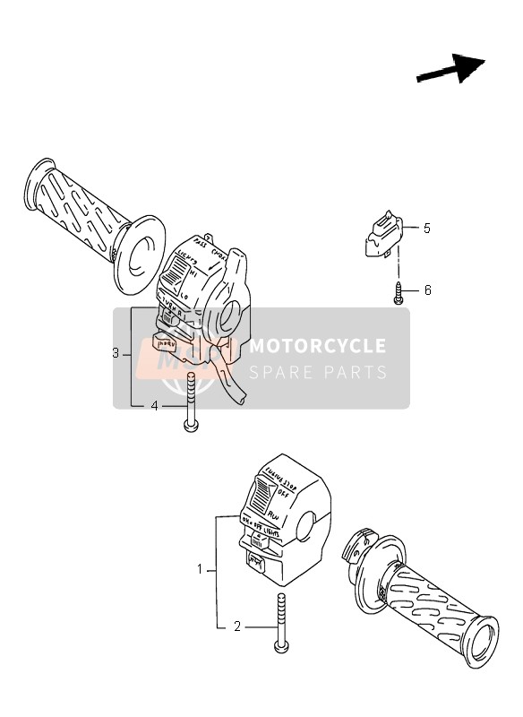 Suzuki GSX-R1100W 1998 Commutateur de poignée pour un 1998 Suzuki GSX-R1100W