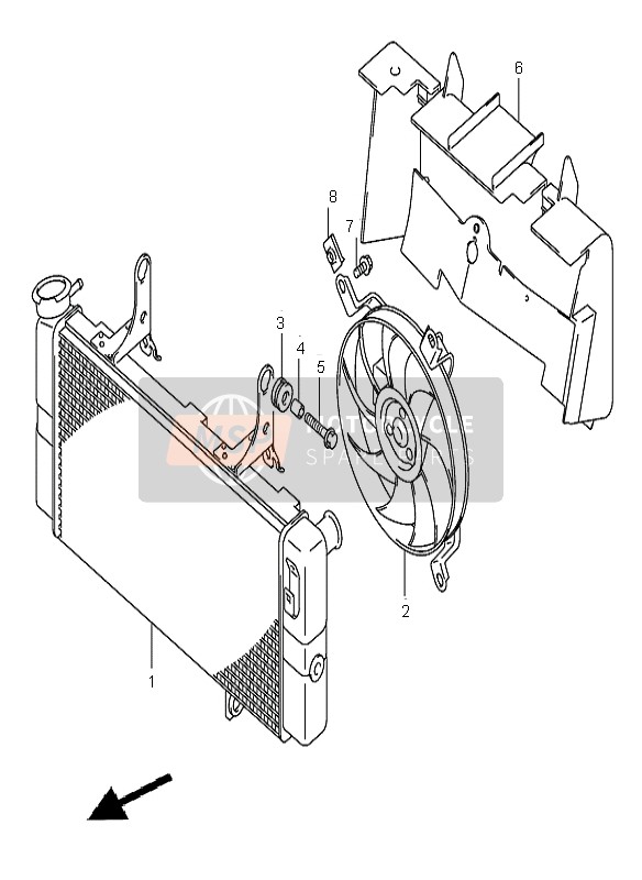 Suzuki DL1000 V-STROM 2004 Radiateur pour un 2004 Suzuki DL1000 V-STROM