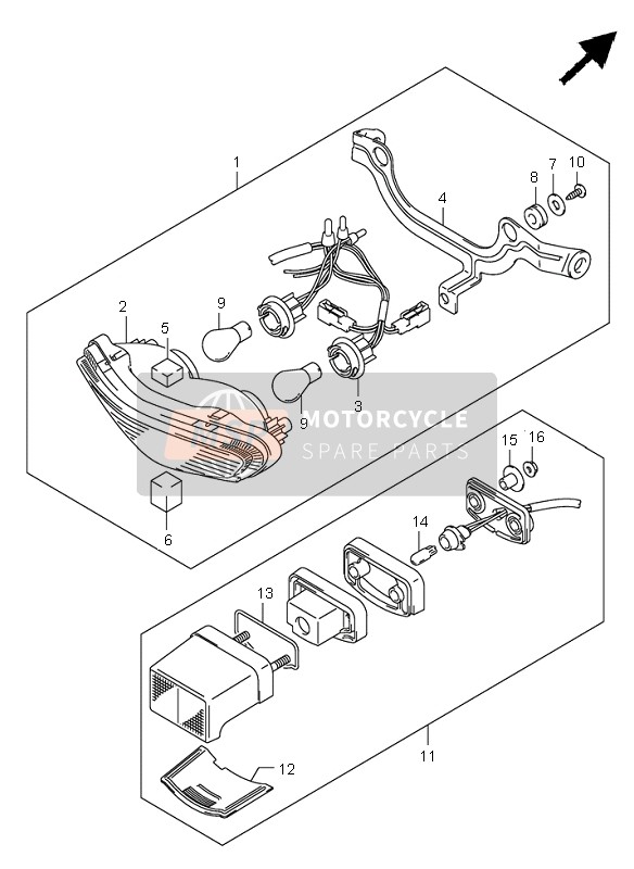 Suzuki DL1000 V-STROM 2004 Tail Lamp for a 2004 Suzuki DL1000 V-STROM