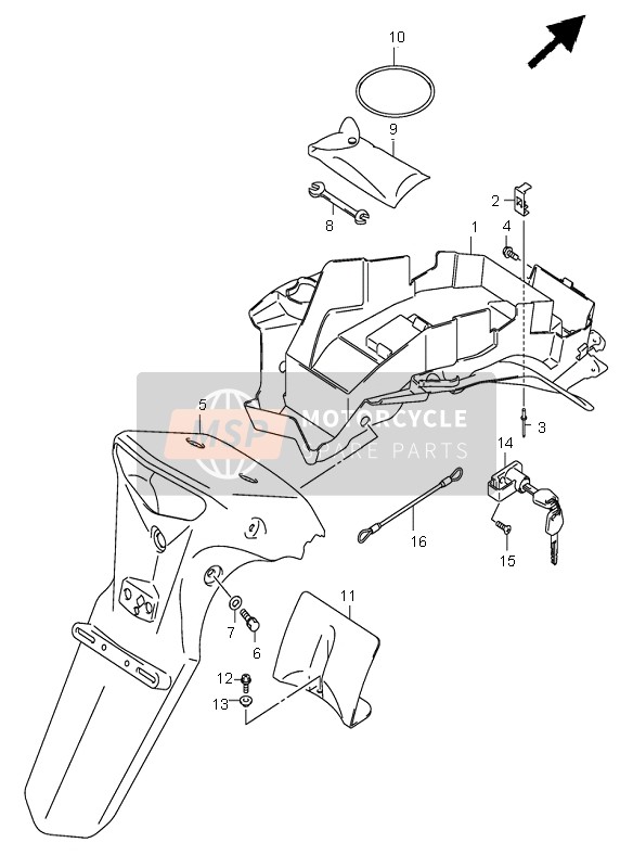 Suzuki DL1000 V-STROM 2004 Garde-boue arrière pour un 2004 Suzuki DL1000 V-STROM