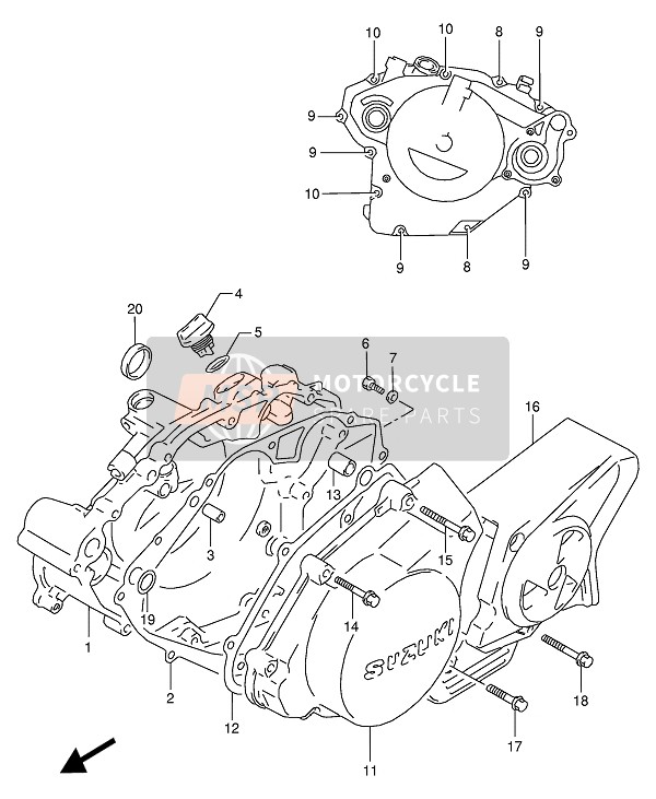 Suzuki RG125F(U) 1993 Carterdeksel voor een 1993 Suzuki RG125F(U)