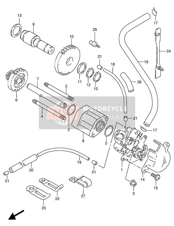 Suzuki RG125F(U) 1993 La pompe à huile pour un 1993 Suzuki RG125F(U)