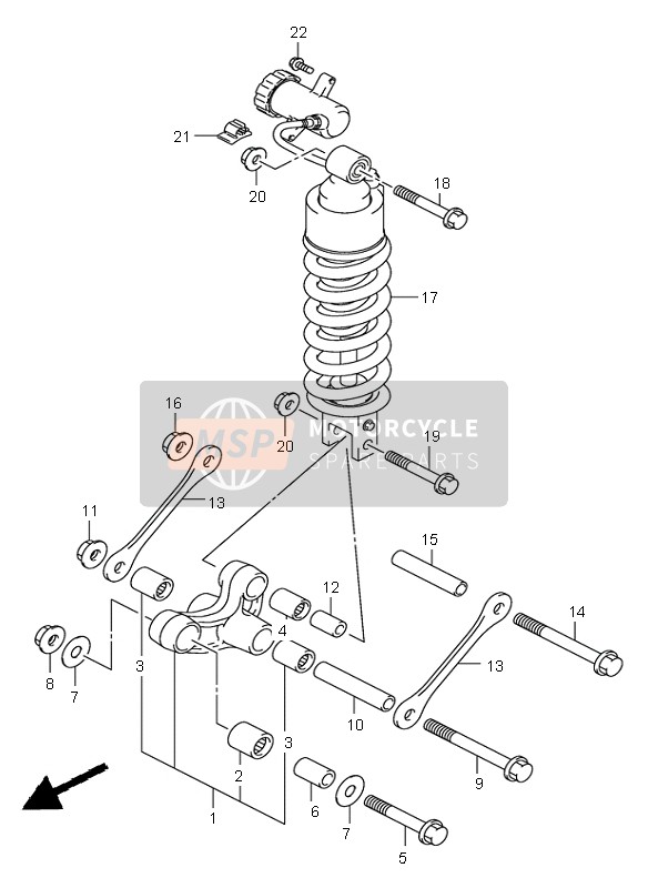 Suzuki DL1000 V-STROM 2004 Leva cuscino posteriore per un 2004 Suzuki DL1000 V-STROM