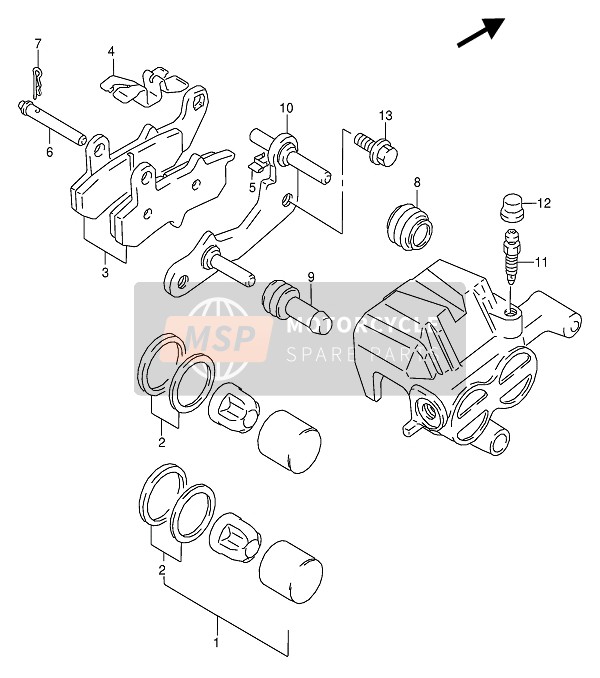 Suzuki RG125F(U) 1993 BREMSSATTEL HINTEN für ein 1993 Suzuki RG125F(U)