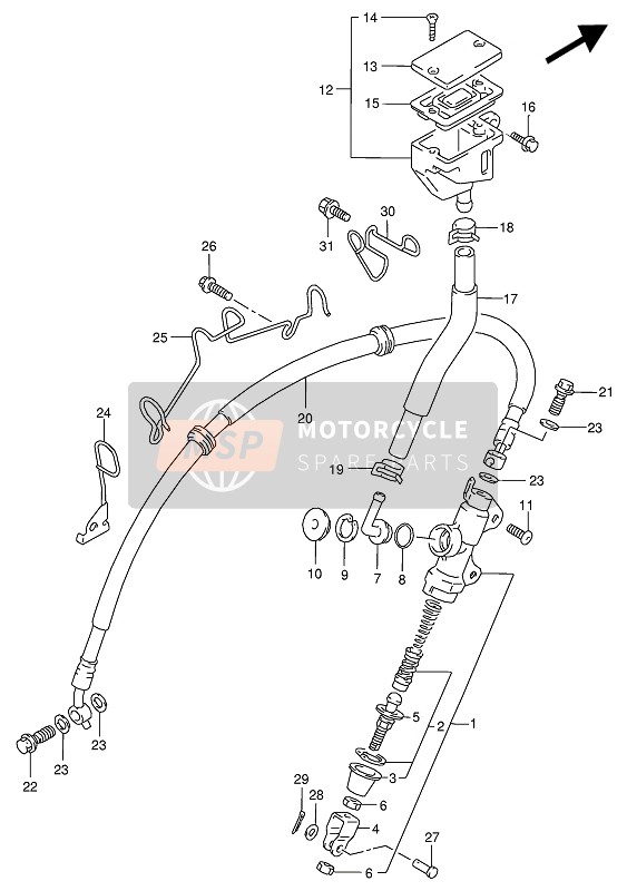 Suzuki RG125F(U) 1993 Maître-cylindre arrière pour un 1993 Suzuki RG125F(U)