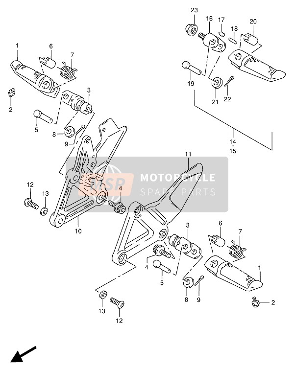 Suzuki RG125F(U) 1994 FUSSRASTE für ein 1994 Suzuki RG125F(U)