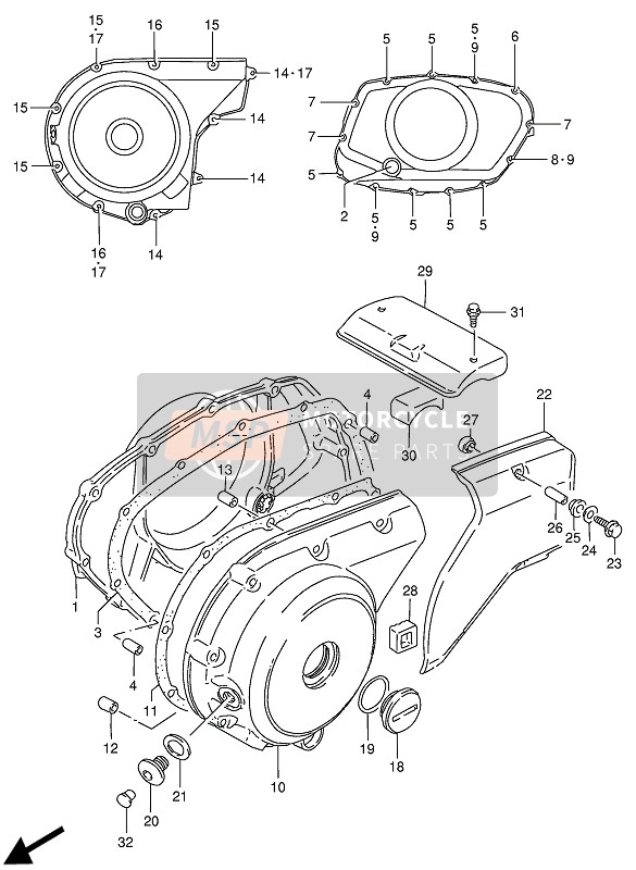 Suzuki VS800GL INTRUDER 1993 Tapa del cárter para un 1993 Suzuki VS800GL INTRUDER