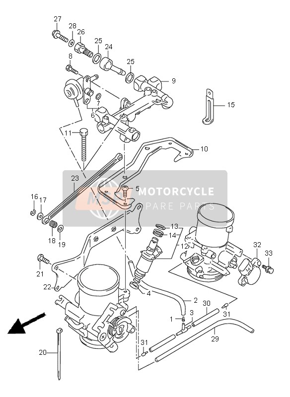 Suzuki TL1000S 1997 Throttle Body Fitting Parts for a 1997 Suzuki TL1000S