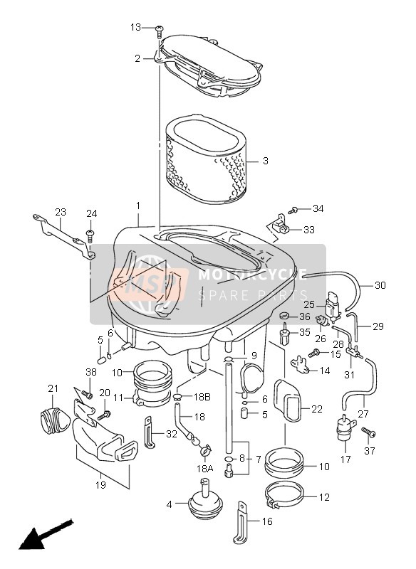 Suzuki TL1000S 1997 Air Cleaner for a 1997 Suzuki TL1000S