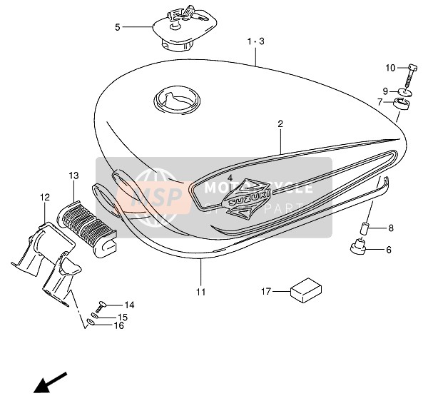 Suzuki VS800GL INTRUDER 1993 Fuel Tank for a 1993 Suzuki VS800GL INTRUDER