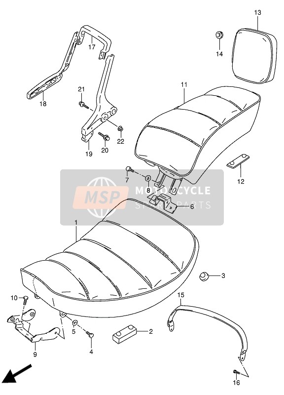 Suzuki VS800GL INTRUDER 1993 Seat for a 1993 Suzuki VS800GL INTRUDER