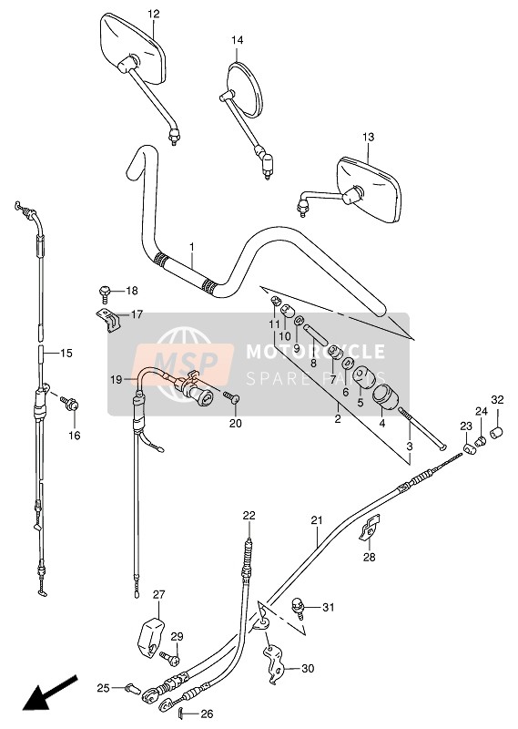 Suzuki VS800GL INTRUDER 1994 Handlebar for a 1994 Suzuki VS800GL INTRUDER