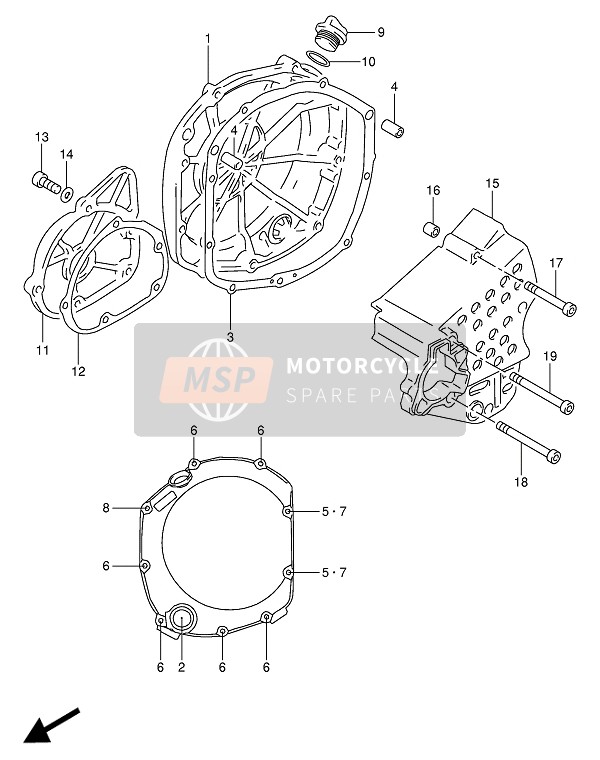 Suzuki GSX-R1100W 1994 Couvercle de carter pour un 1994 Suzuki GSX-R1100W