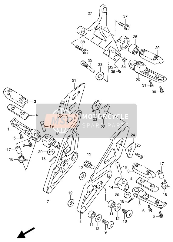 Suzuki GSX-R1100W 1994 Footrest for a 1994 Suzuki GSX-R1100W