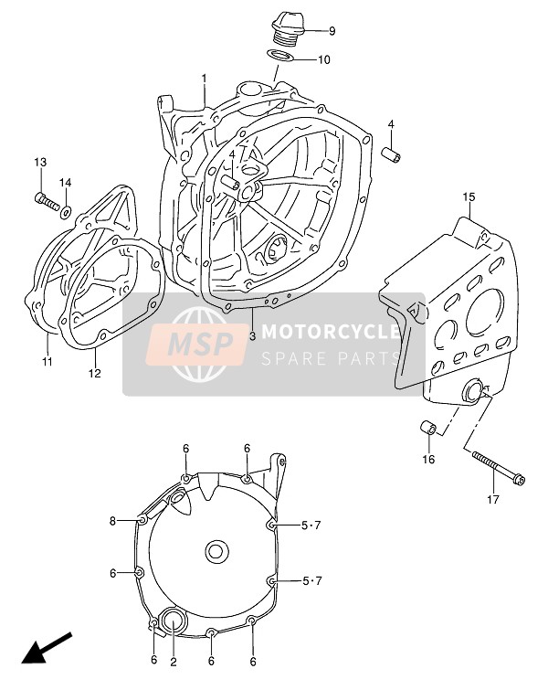 Suzuki RF600R(U) 1994 Tapa del cárter para un 1994 Suzuki RF600R(U)