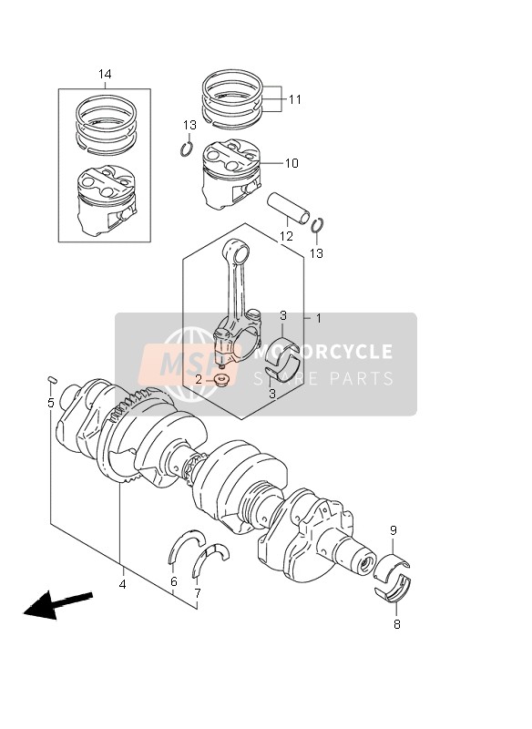 Suzuki GSF600(N)(S)(Z) BANDIT 2004 Vilebrequin pour un 2004 Suzuki GSF600(N)(S)(Z) BANDIT