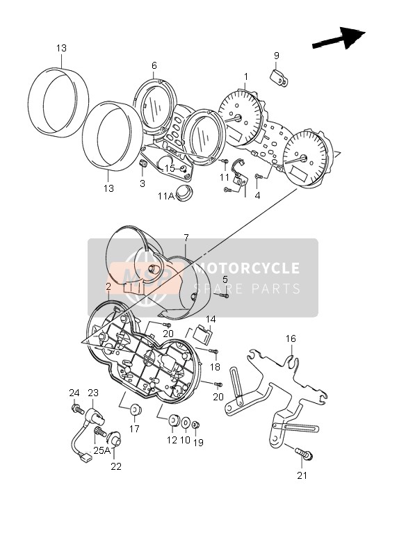 Suzuki GSF600(N)(S)(Z) BANDIT 2004 Snelheidsmeter (GSF600-U-Z) voor een 2004 Suzuki GSF600(N)(S)(Z) BANDIT