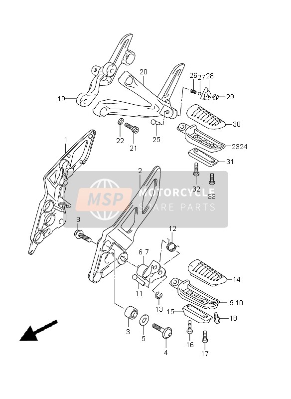 Suzuki GSX1250FA 2011 Footrest for a 2011 Suzuki GSX1250FA