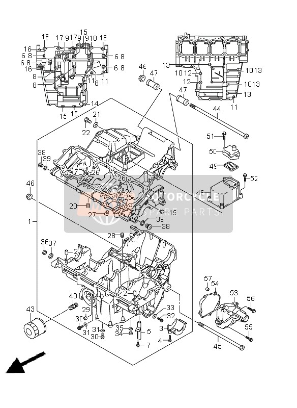 Suzuki GSX1300R HAYABUSA 2011 Crankcase for a 2011 Suzuki GSX1300R HAYABUSA