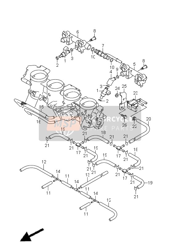 Suzuki GSX1300R HAYABUSA 2011 Throttle Body Hose & Joint (GSX1300R E14) for a 2011 Suzuki GSX1300R HAYABUSA