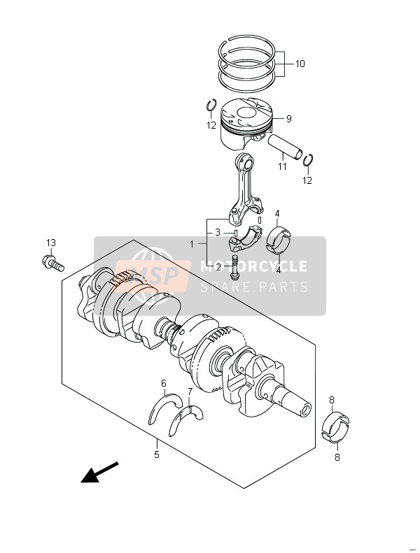 Suzuki GSF650(S)(A)(SA) BANDIT 2011 Vilebrequin pour un 2011 Suzuki GSF650(S)(A)(SA) BANDIT