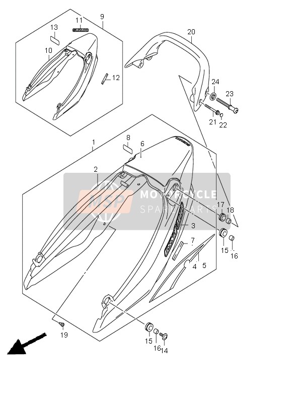 6816542F20J7A, Tape, Seat Tail Cover, R, Suzuki, 0