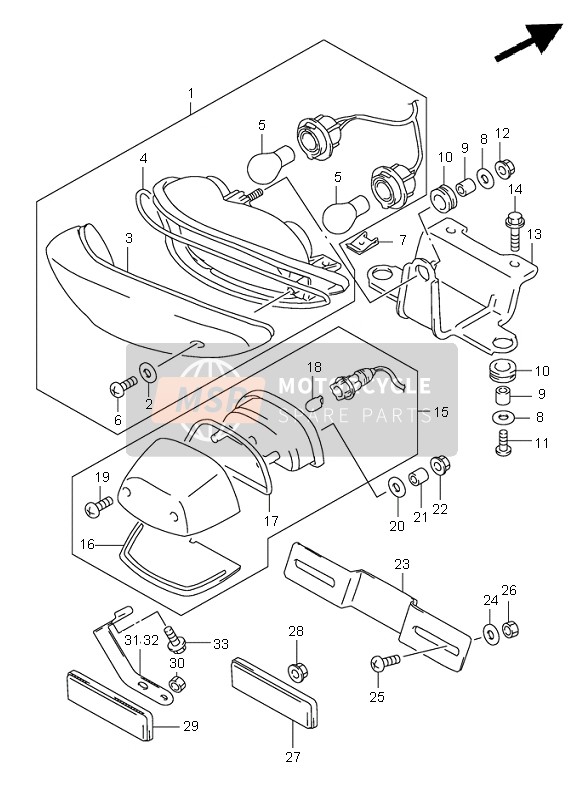 Suzuki TL1000S 1997 RÜCKLICHT für ein 1997 Suzuki TL1000S