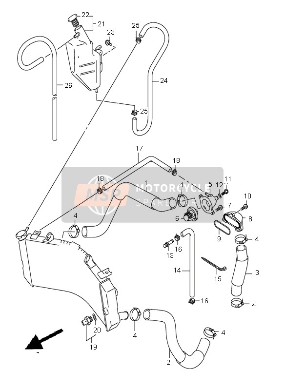 Suzuki GSX-R1000 2004 Tuyau de radiateur pour un 2004 Suzuki GSX-R1000