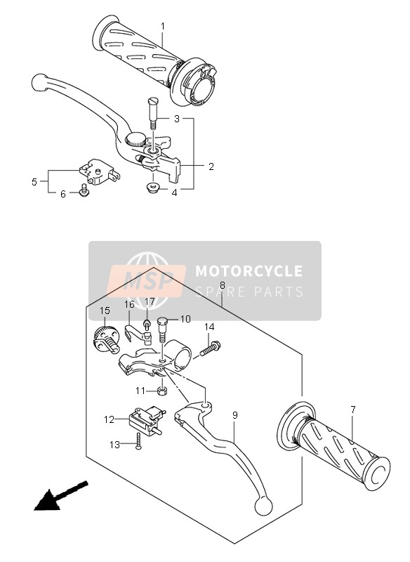 Suzuki GSX-R1000 2004 Palanca de la manija para un 2004 Suzuki GSX-R1000