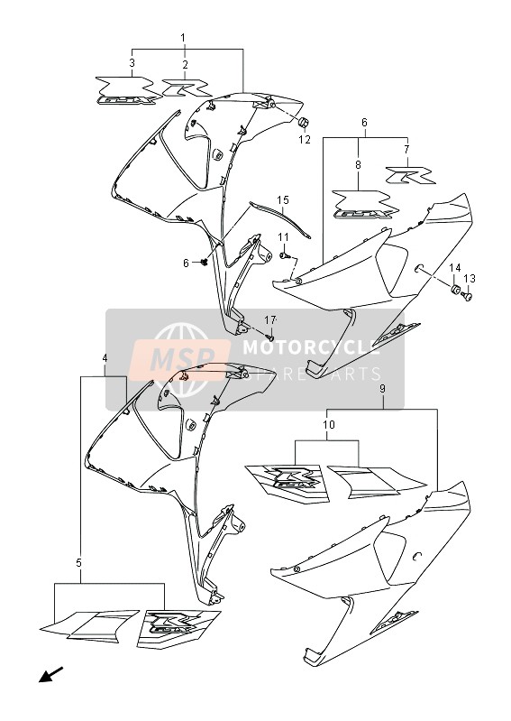 Suzuki GSX-R1000Z 2013 Side Cowling (GSX-R1000UF) for a 2013 Suzuki GSX-R1000Z