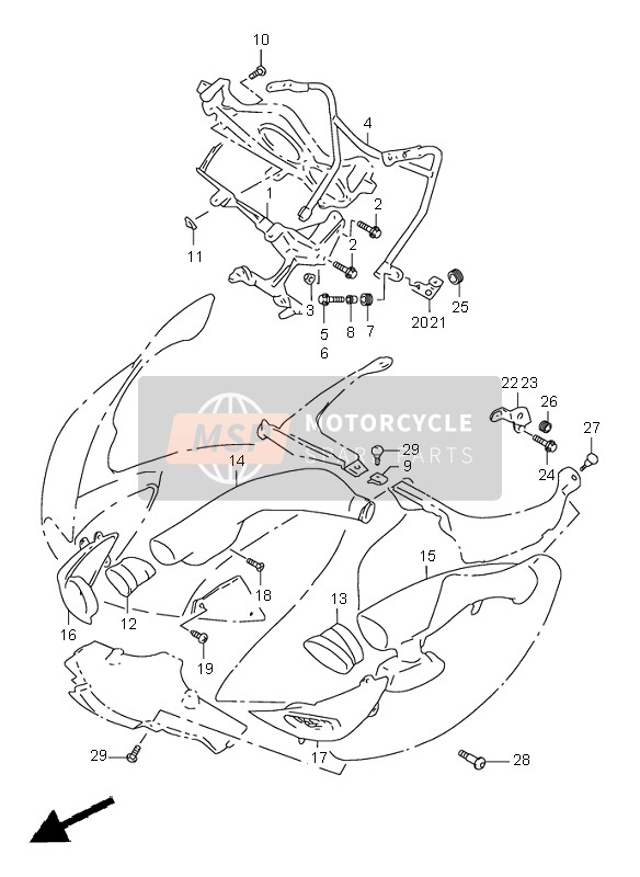 Suzuki TL1000S 1997 Piezas de instalación del cuerpo del carenado para un 1997 Suzuki TL1000S