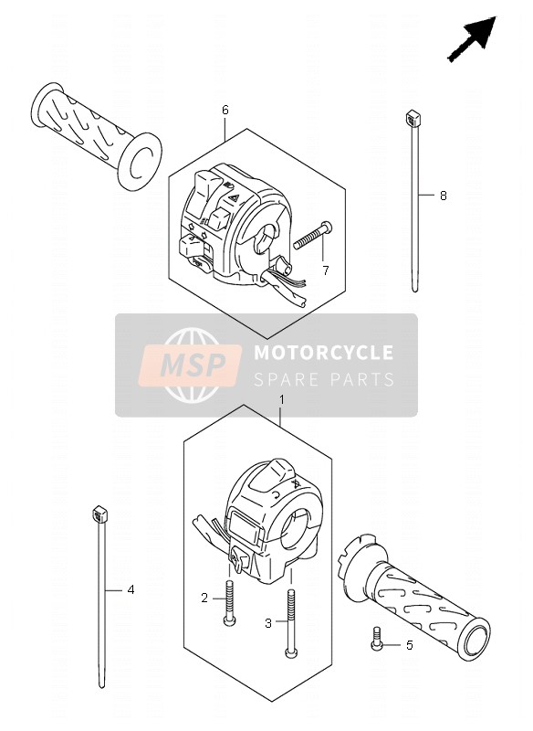 Suzuki RV125 VANVAN 2004 Interruptor de manija para un 2004 Suzuki RV125 VANVAN