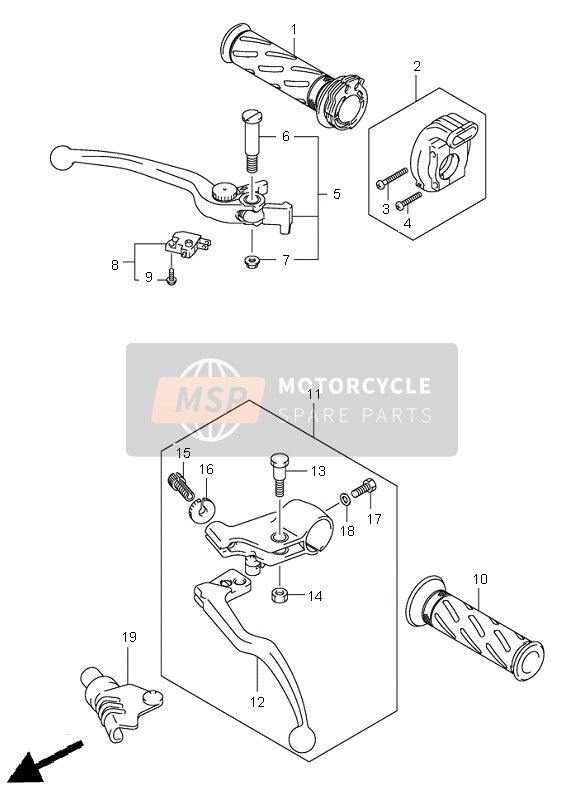 Suzuki SV650(N)(S) 2004 Palanca de la manija para un 2004 Suzuki SV650(N)(S)