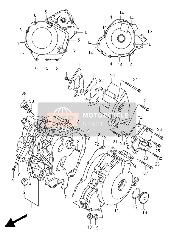 Suzuki SV1000(N)(S) 2004 Tapa del cárter para un 2004 Suzuki SV1000(N)(S)