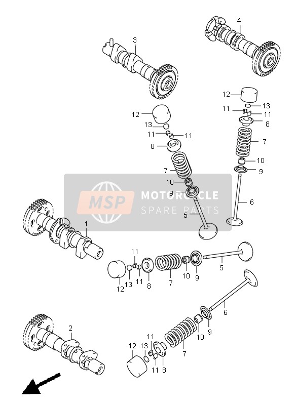 Suzuki SV1000(N)(S) 2004 Nokkenas & Klep voor een 2004 Suzuki SV1000(N)(S)