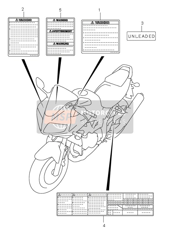 Suzuki SV1000(N)(S) 2004 Label (SV1000S-S1-S2) for a 2004 Suzuki SV1000(N)(S)