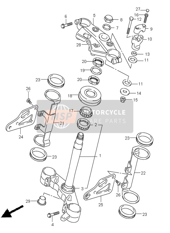 Suzuki SV1000(N)(S) 2004 Tige de direction (SV1000-U1-U2) pour un 2004 Suzuki SV1000(N)(S)