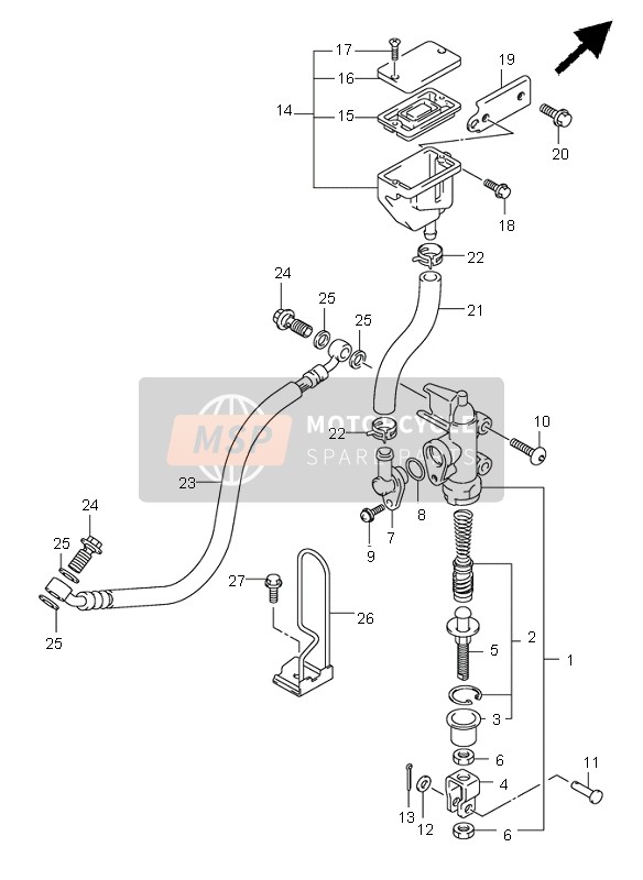 Suzuki SV1000(N)(S) 2004 Hoofdremcilinder achter voor een 2004 Suzuki SV1000(N)(S)