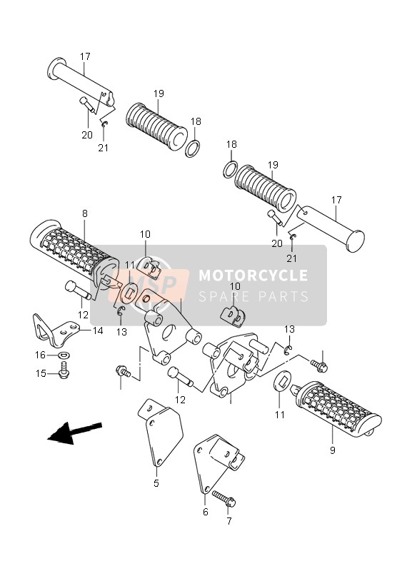 Suzuki VL125 INTRUDER 2004 Footrest for a 2004 Suzuki VL125 INTRUDER