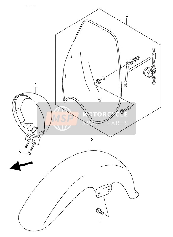 Suzuki VL125 INTRUDER 2004 Guardabarros delantero para un 2004 Suzuki VL125 INTRUDER