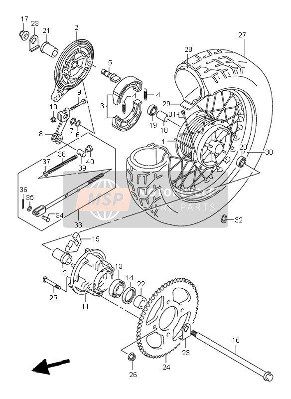 Suzuki VL125 INTRUDER 2004 Ruota posteriore per un 2004 Suzuki VL125 INTRUDER