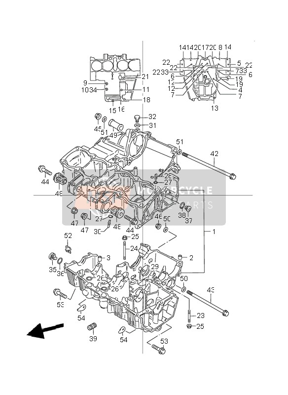 Suzuki GSX1200 INAZUMA 1999 Crankcase for a 1999 Suzuki GSX1200 INAZUMA