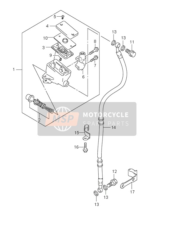 Suzuki VL250 INTRUDER 2004 Pompa freno anteriore per un 2004 Suzuki VL250 INTRUDER