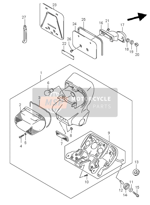 Suzuki VL800(Z) VOLUSIA 2004 Lampe combinée arrière pour un 2004 Suzuki VL800(Z) VOLUSIA