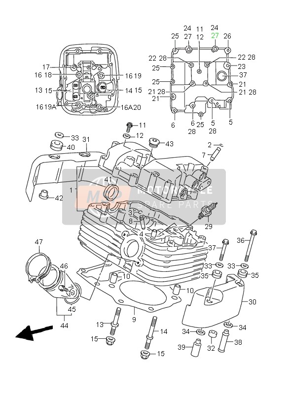 Suzuki VL1500 INTRUDER LC 2004 Testata (Posteriore) per un 2004 Suzuki VL1500 INTRUDER LC