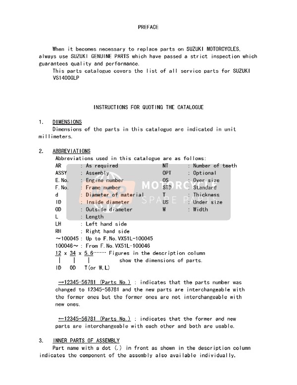 Suzuki VS1400 INTRUDER 1995 Preface 2 for a 1995 Suzuki VS1400 INTRUDER