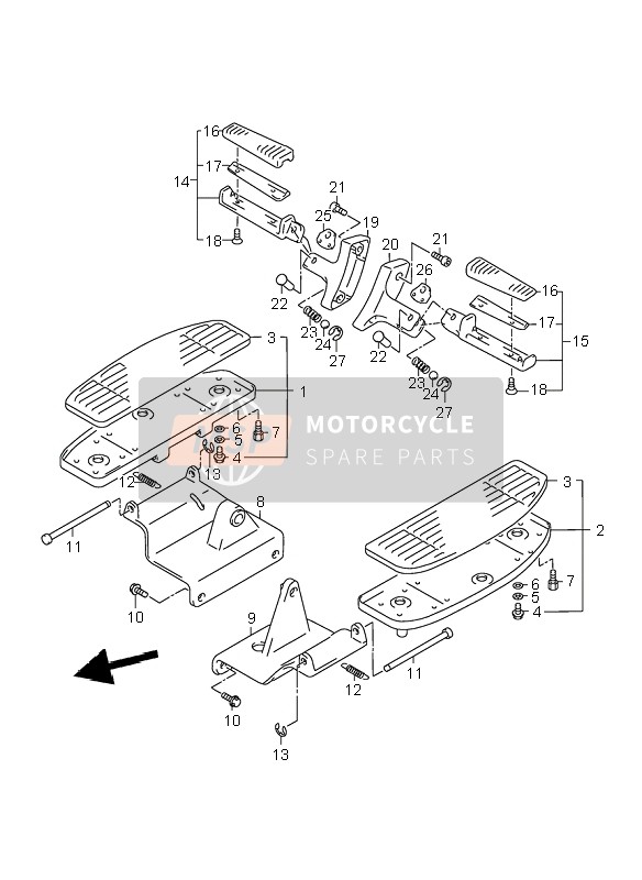 Suzuki VL1500 INTRUDER LC 2004 Reposapiés para un 2004 Suzuki VL1500 INTRUDER LC