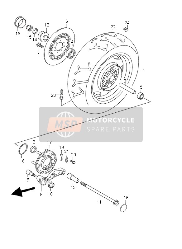 Suzuki VL1500 INTRUDER LC 2004 Rueda trasera para un 2004 Suzuki VL1500 INTRUDER LC